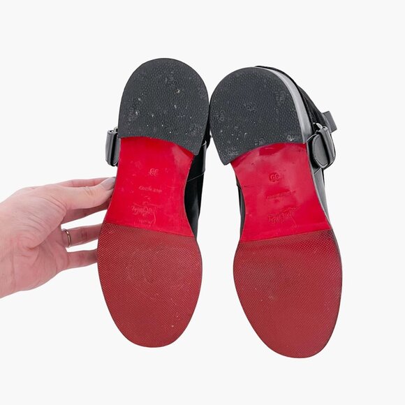 Christian Louboutin Cozak Boots EU 36 US 6 Black Suede Leather Buckle Riding - Picture 10 of 14